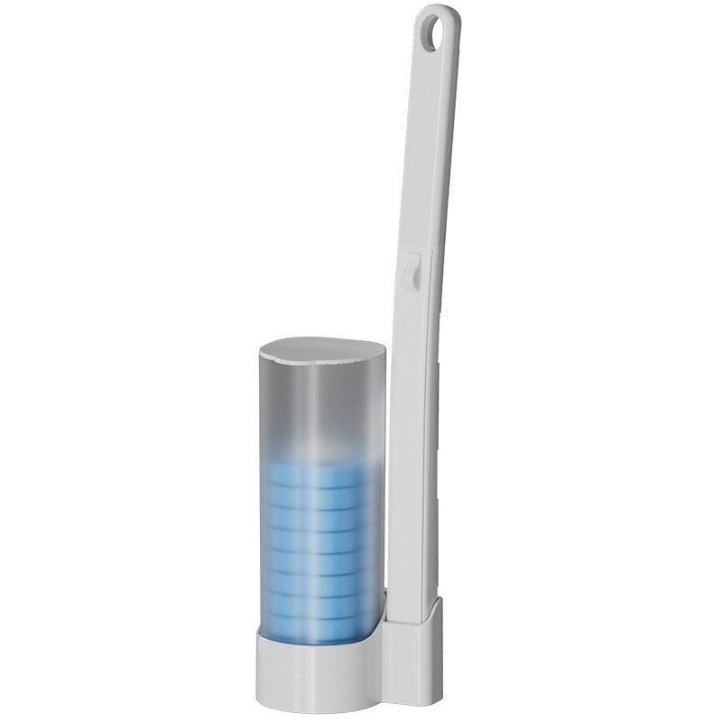 Manche blanc long avec trou de suspension et petit distributeur translucide de têtes bleues, vus seuls sur fond blanc. 17