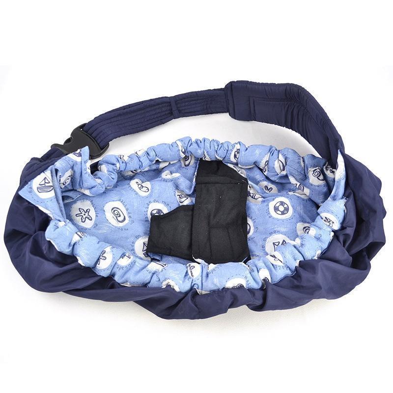 Écharpe vue de dessus, intérieur bleu clair à motifs marins, élastique froncé et sangle matelassée avec boucle 2