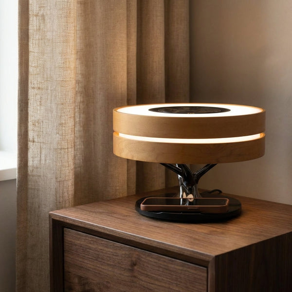 Lamp met draadloze oplaadfunctie en luidspreker – AmbiLuxe