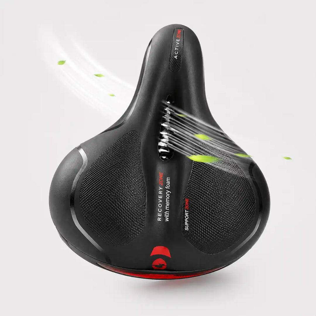 Selle vue de dessus avec des flux d'air et des feuilles vertes traversant le canal de ventilation central. 13