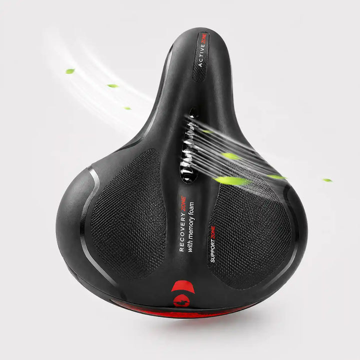 Selle vue de dessus avec des flux d'air et des feuilles vertes traversant le canal de ventilation central. 13