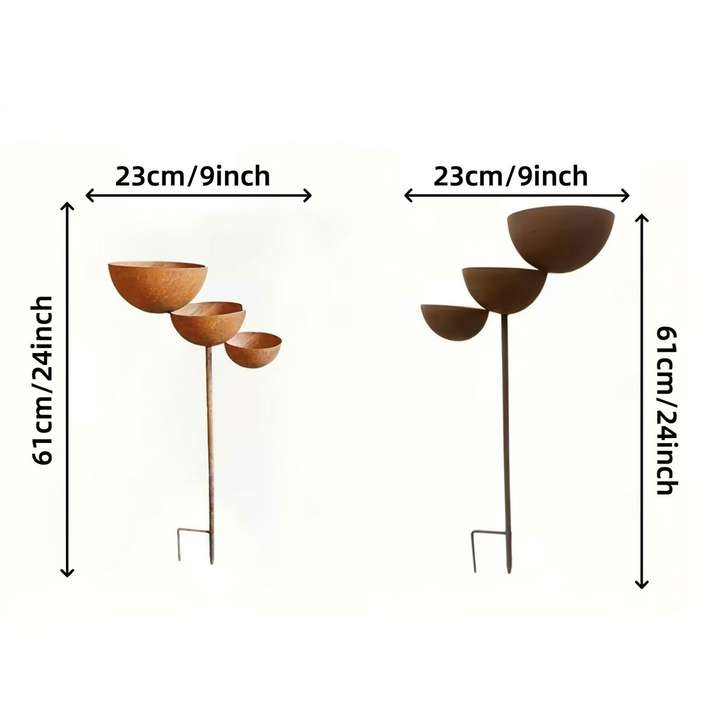 Deux vues du support sur fond blanc avec dimensions indiquées, 61 cm de haut et 23 cm de large 8