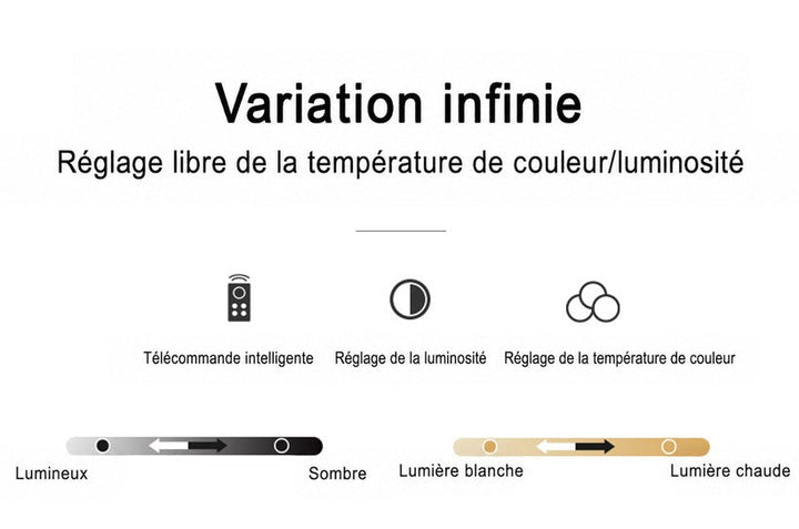 Infographie sur la variation continue de luminosité et de température de couleur avec télécommande 15