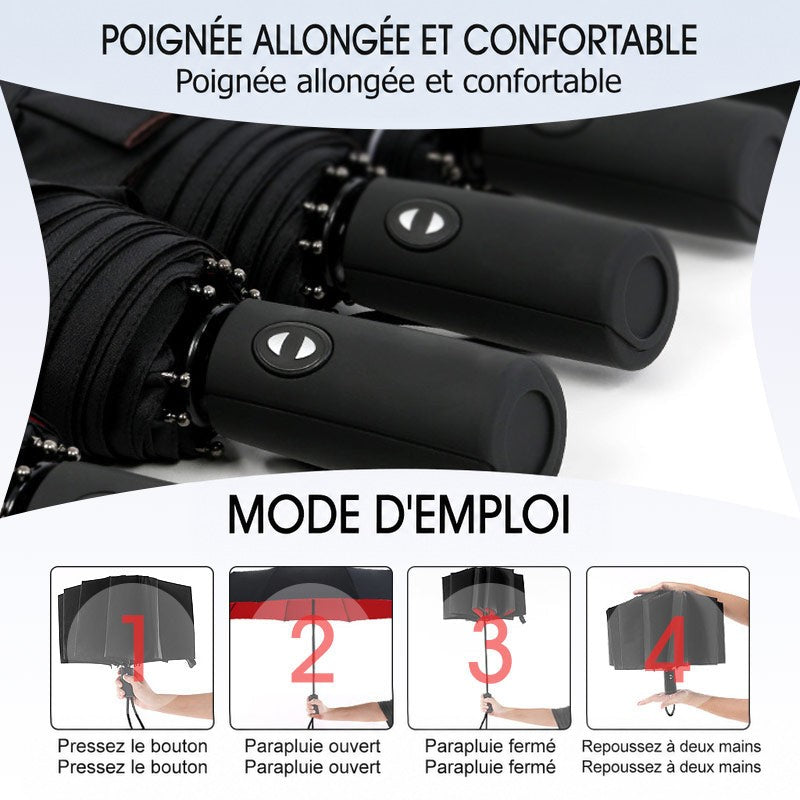 Gros plan sur les poignées allongées et schéma en quatre étapes d'ouverture et fermeture 8