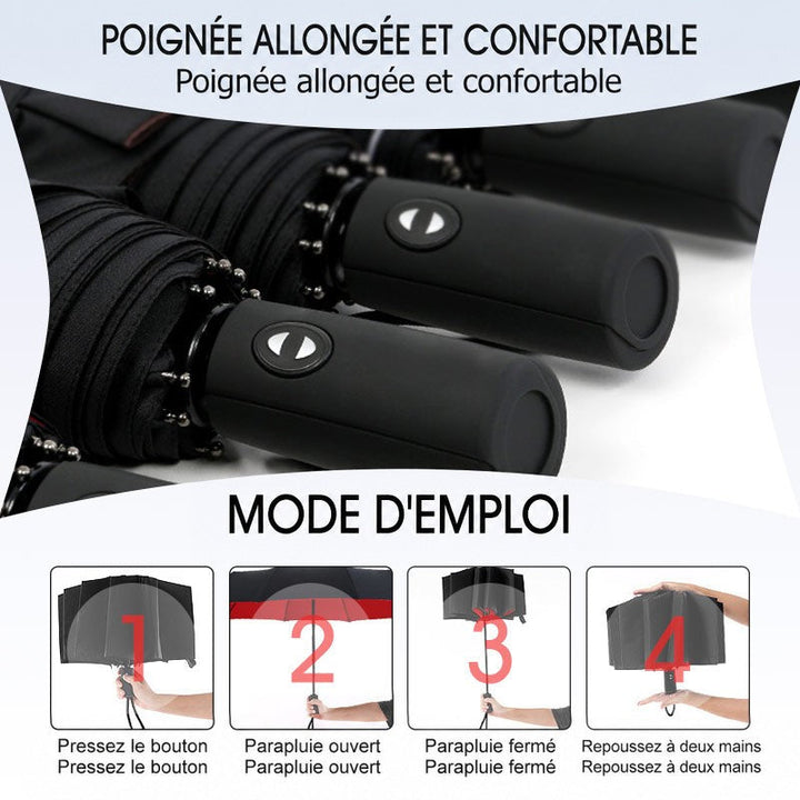 Gros plan sur les poignées allongées et schéma en quatre étapes d'ouverture et fermeture 8