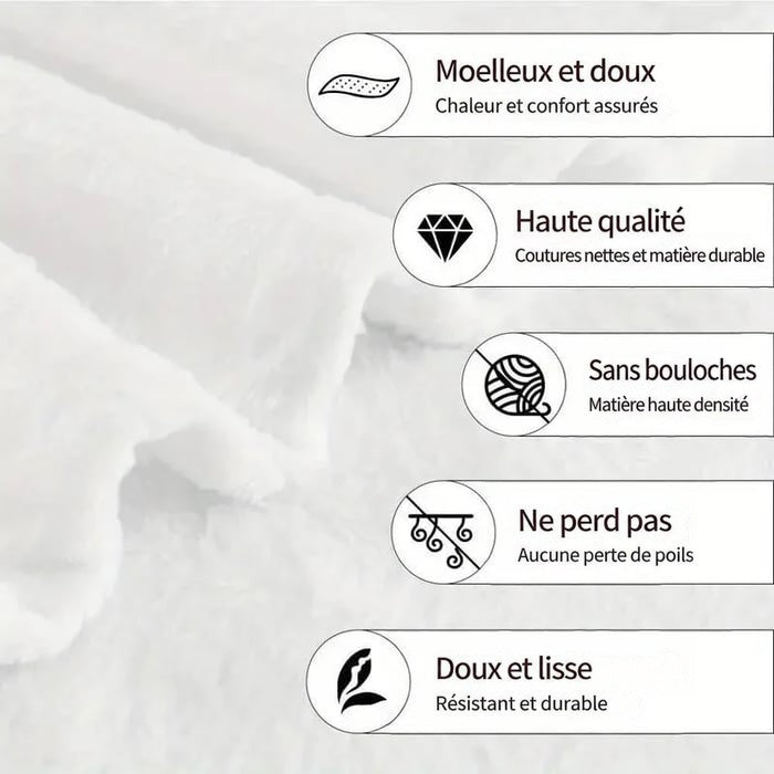 Fond de tissu blanc moelleux avec icônes de qualité: douceur, sans bouloche, sans perte de fibres 10