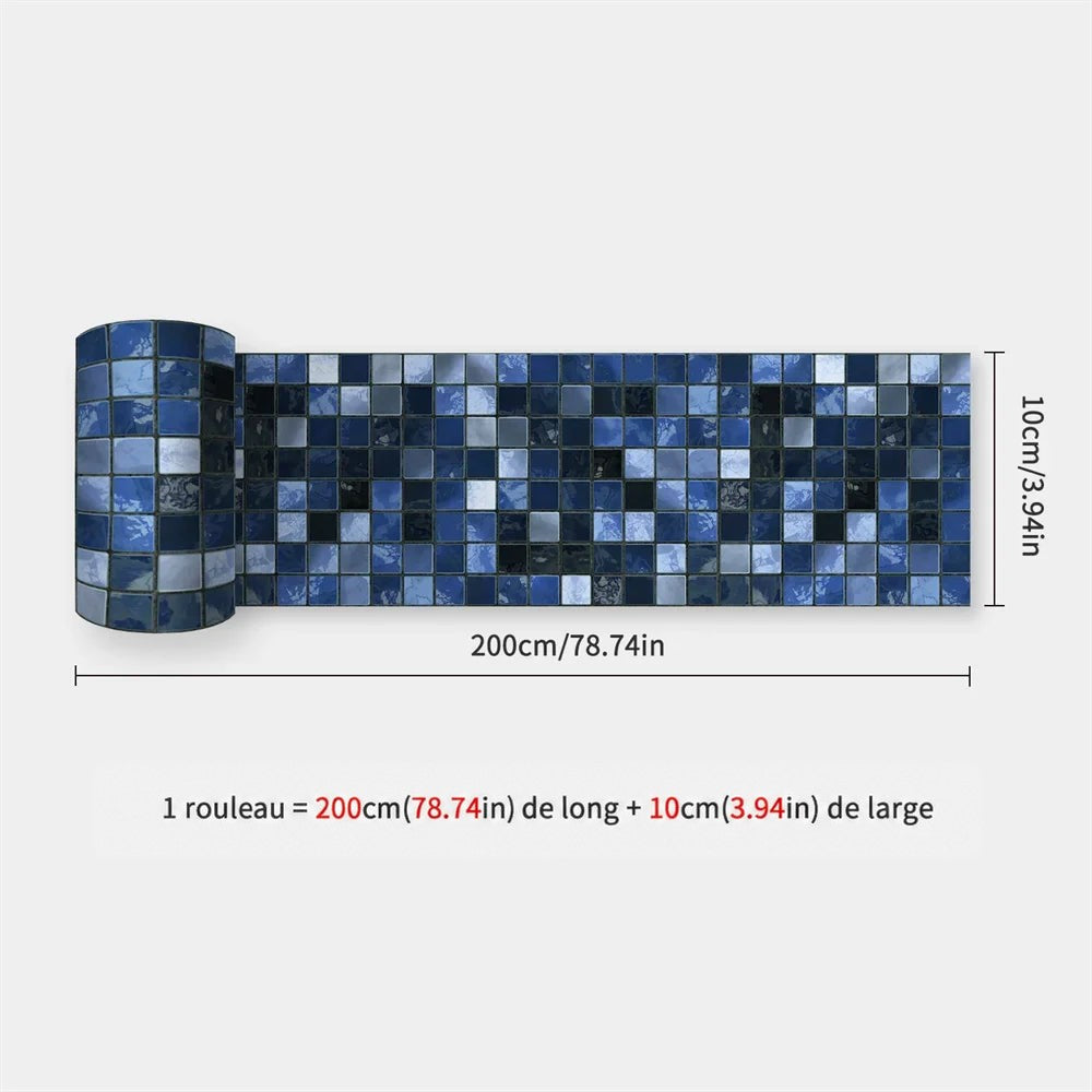Rouleau de bande en petits carreaux de mosaïque bleu foncé nuancés de bleu clair 27