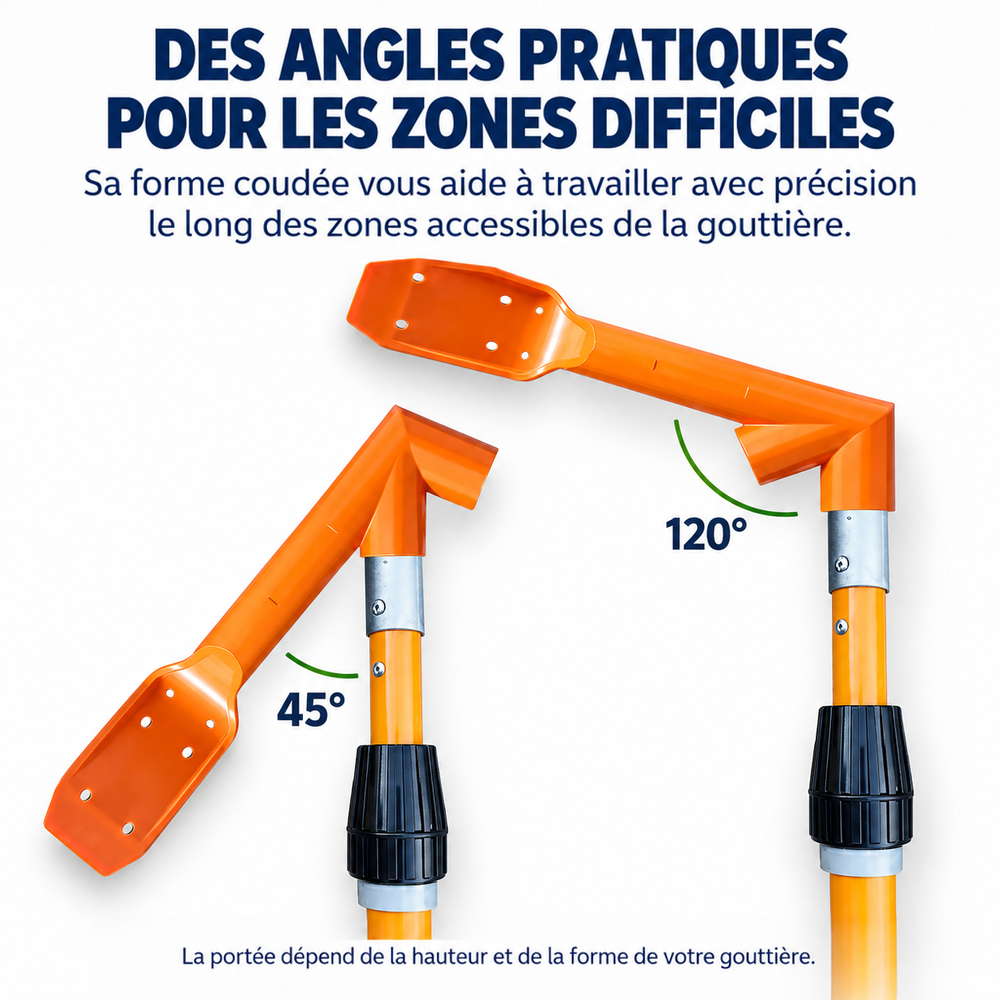 Deux têtes orange fixées sur la perche, orientées à 45 et 120 degrés, vues de près 2