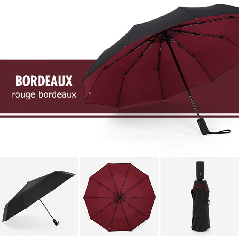 Version rouge bordeaux en trois vues : ouvert, doublure bordeaux vue de dessous, replié 4