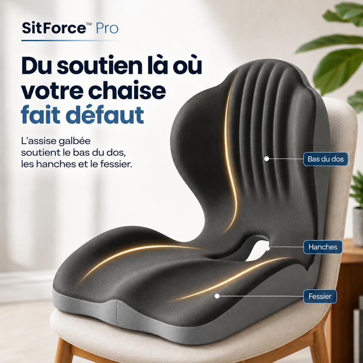 Coussin sur une chaise avec repères lumineux pour le bas du dos, les hanches et l'assise 13