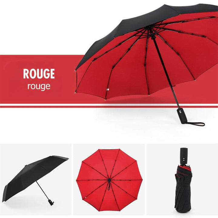 Version rouge vif en trois vues : ouvert, doublure rouge vue de dessous, replié 5