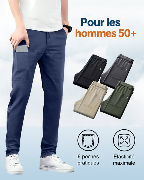 Pantalon bleu avec un téléphone glissé dans la poche, et quatre autres coloris pliés en vignettes 13