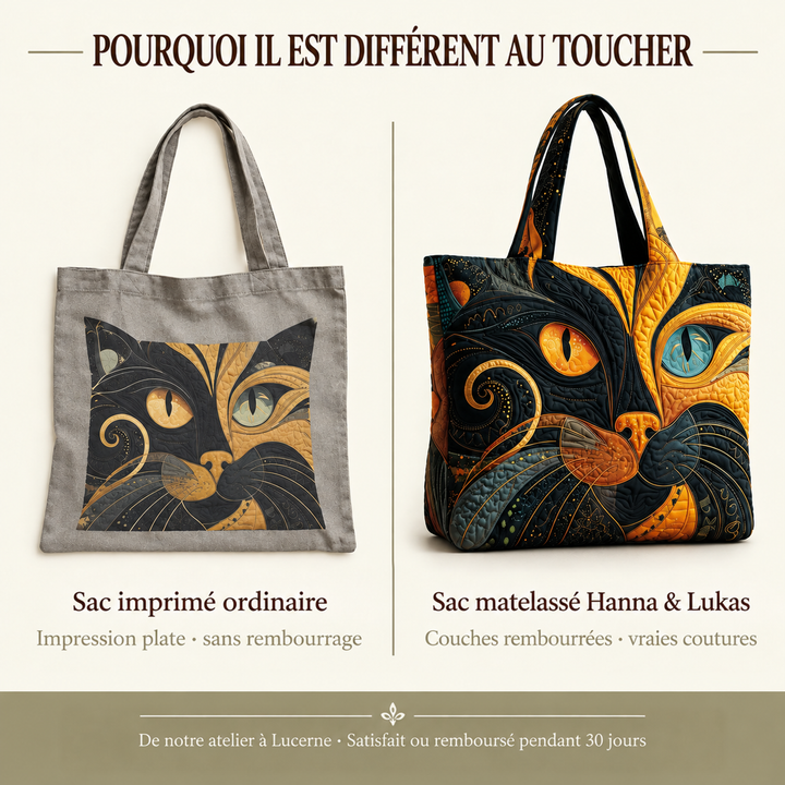 Comparaison d'un sac imprimé plat et du sac matelassé aux couches rembourrées et aux coutures visibles 5