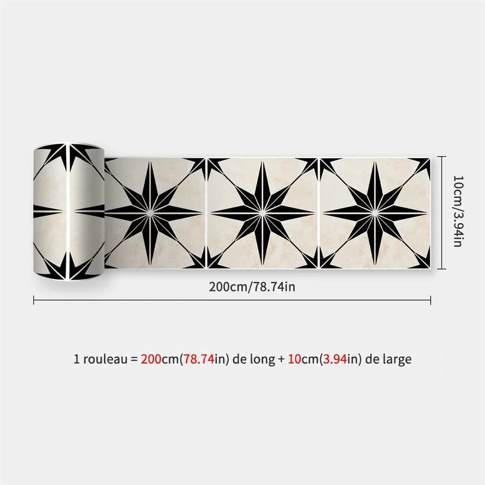 Rouleau de bande à grandes étoiles noires à huit branches sur fond crème 37