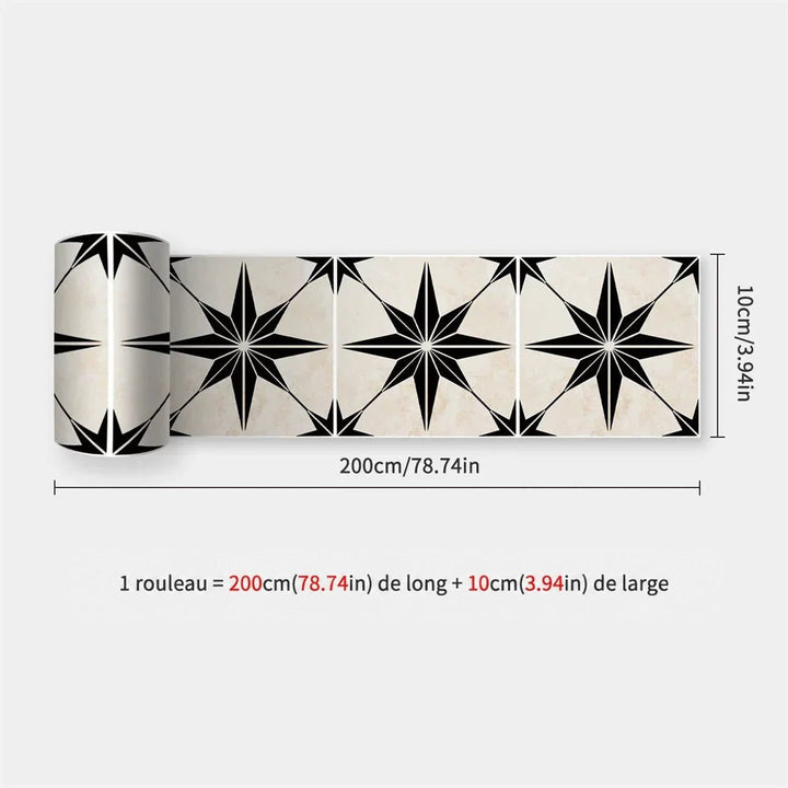 Rouleau de bande à grandes étoiles noires à huit branches sur fond crème 37