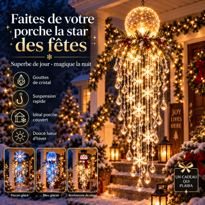 Modèle à globe chaud suspendu sous un porche, avec trois variantes proposées en vignettes en bas à gauche 11