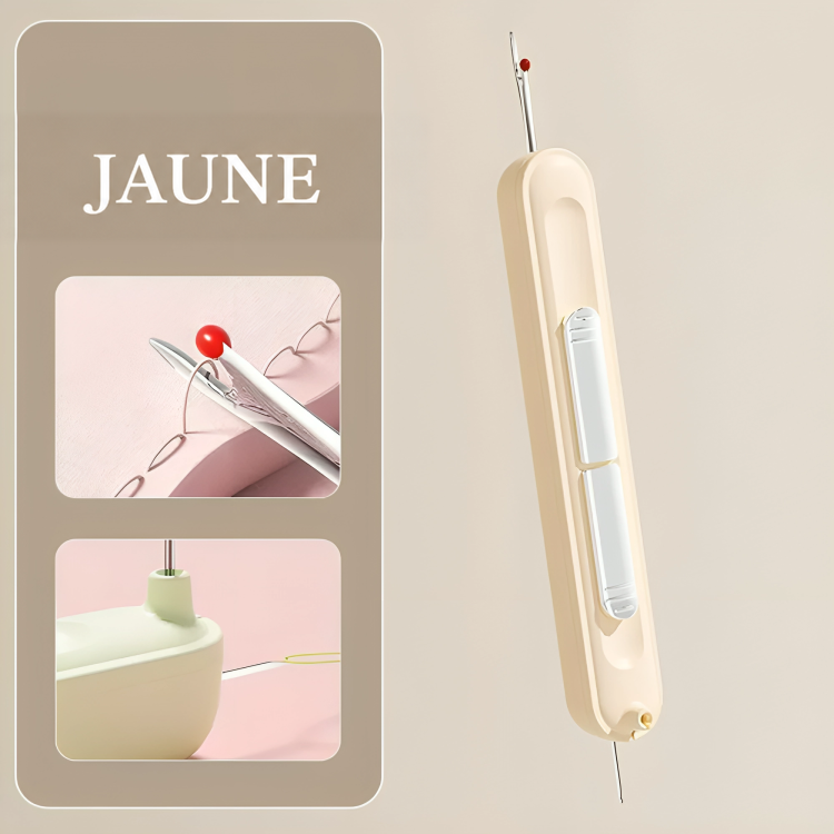 Version jaune pâle de l'outil, vue de face, avec deux vignettes de démonstration à gauche 8