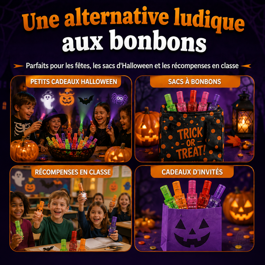 Quatre usages: cadeaux de fête, sac de bonbons d'Halloween, prix de classe et pochette cadeau remplie de lampes 14