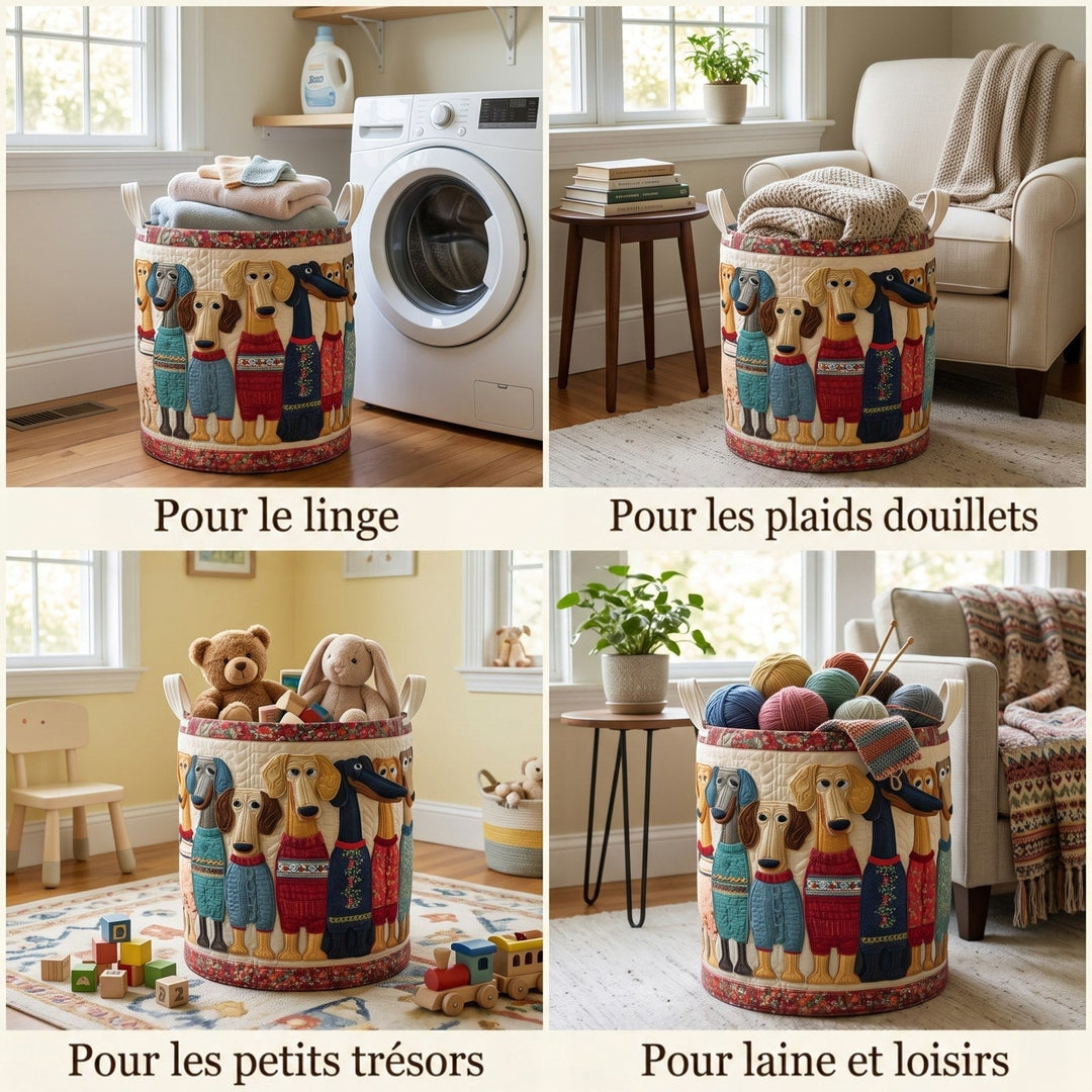 Quatre mises en situation du panier : pour le linge, les plaids, les jouets et la laine 2