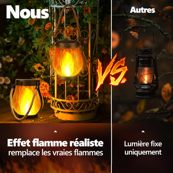 Comparaison entre cette lanterne à flamme réaliste et une lanterne classique à lumière fixe 6