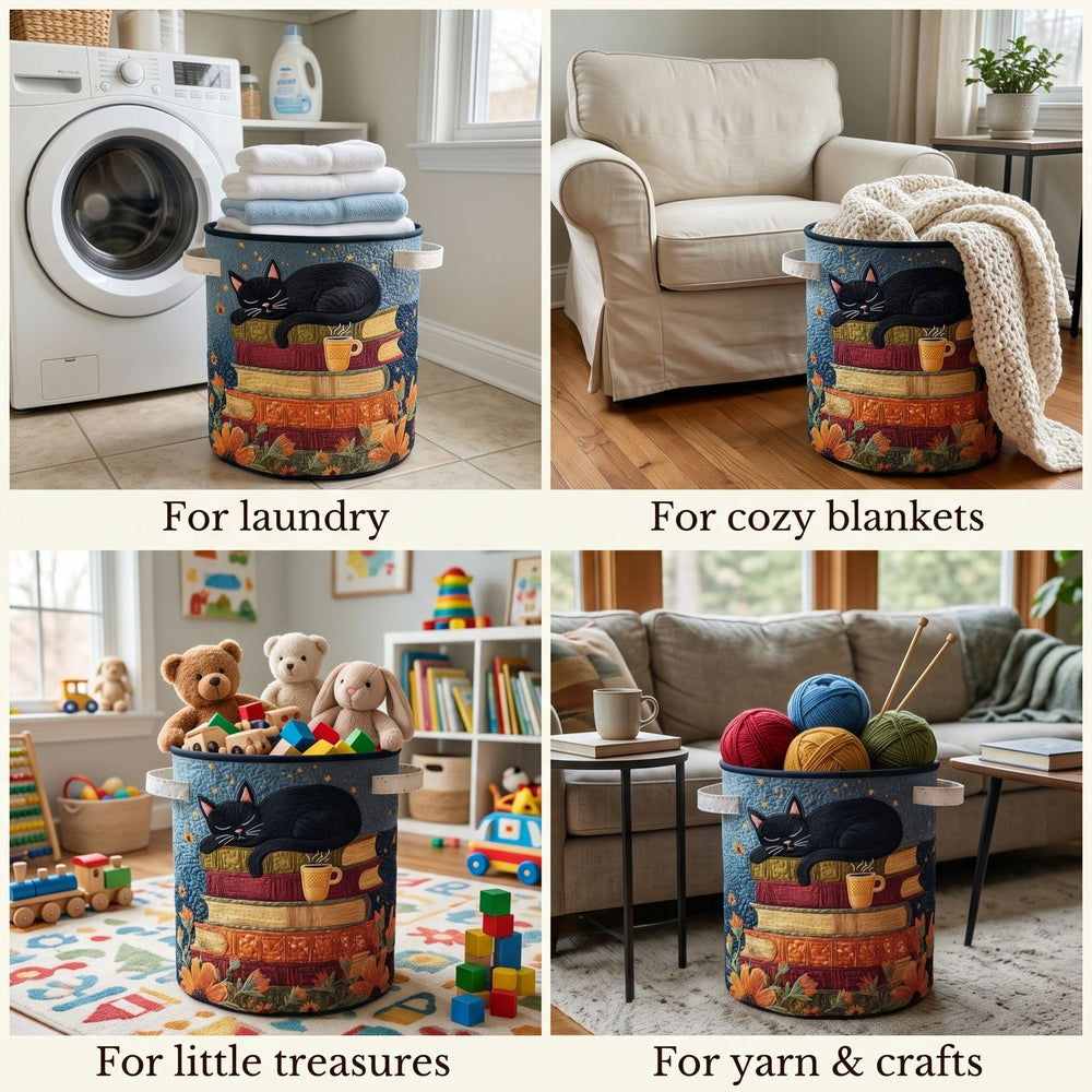 Quatre mises en situation du panier : rempli de serviettes, de plaids, de jouets en peluche et de pelotes de laine. 2