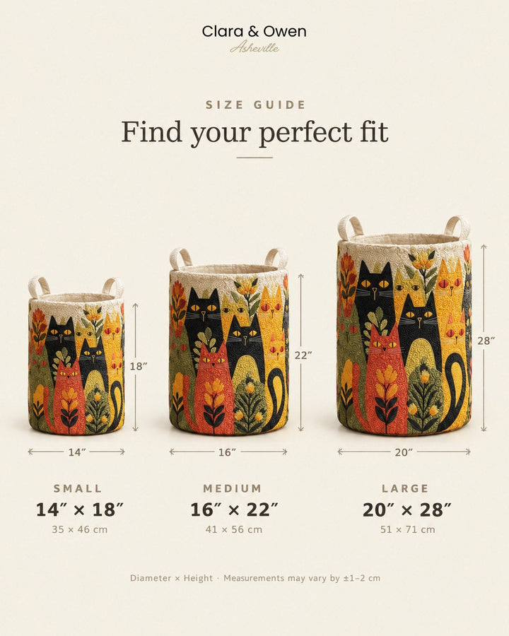 Comparatif des trois tailles du panier, petit, moyen et grand, avec flèches indiquant le diamètre et la hauteur de chacun. 5