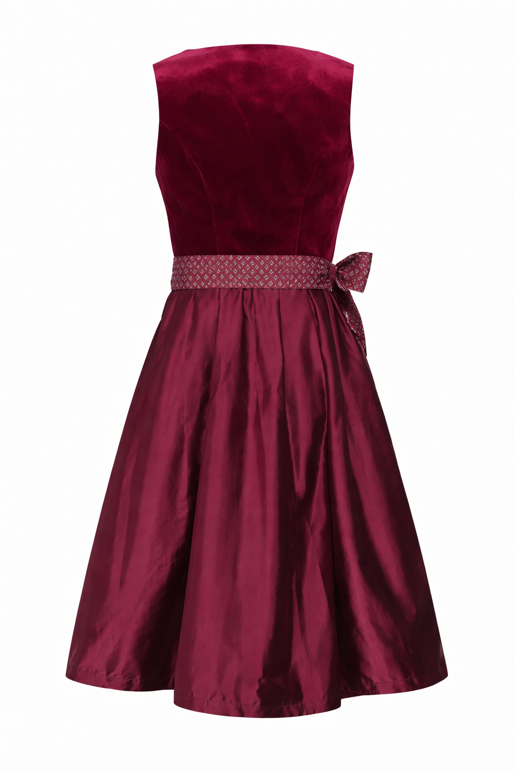 Dirndl vu de dos avec la ceinture du tablier nouée en un nœud sur le côté, jupe plissée évasée. 5