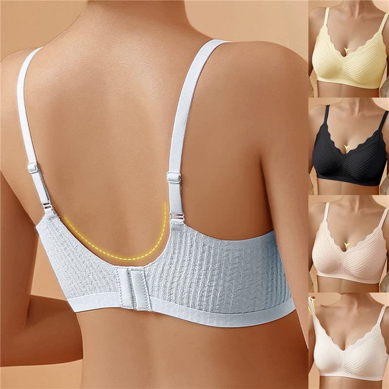 Dos d'une brassière bleu clair avec bretelles réglables et fermeture à crochets, et vignettes de quatre autres coloris à droite. 2