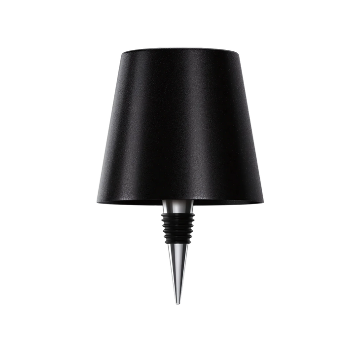 Lampe noire mate avec son bouchon en métal et caoutchouc, présentée seule sur fond blanc. 11