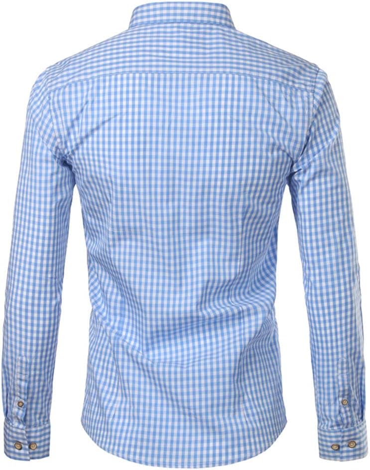 Dos de la chemise à carreaux bleu ciel, avec empiècement d'épaules et poignets boutonnés, présentée à manches longues. 3