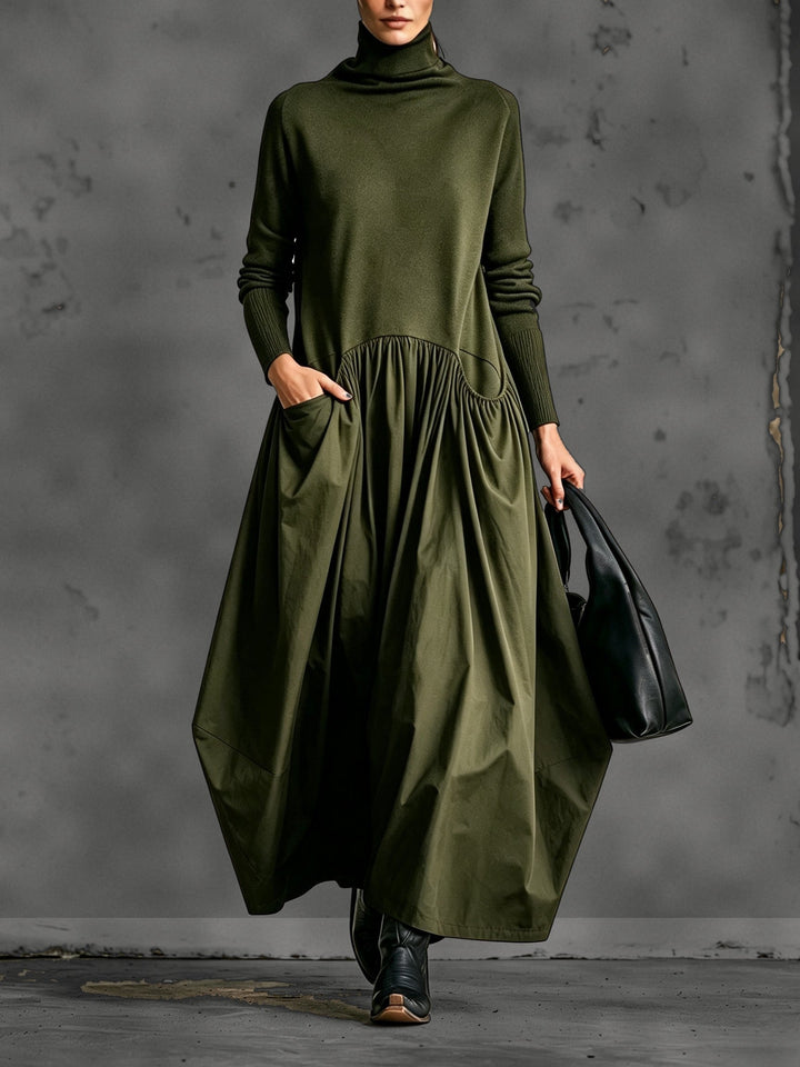 Version vert olive portée de face par un mannequin, main dans la poche, sac noir 4