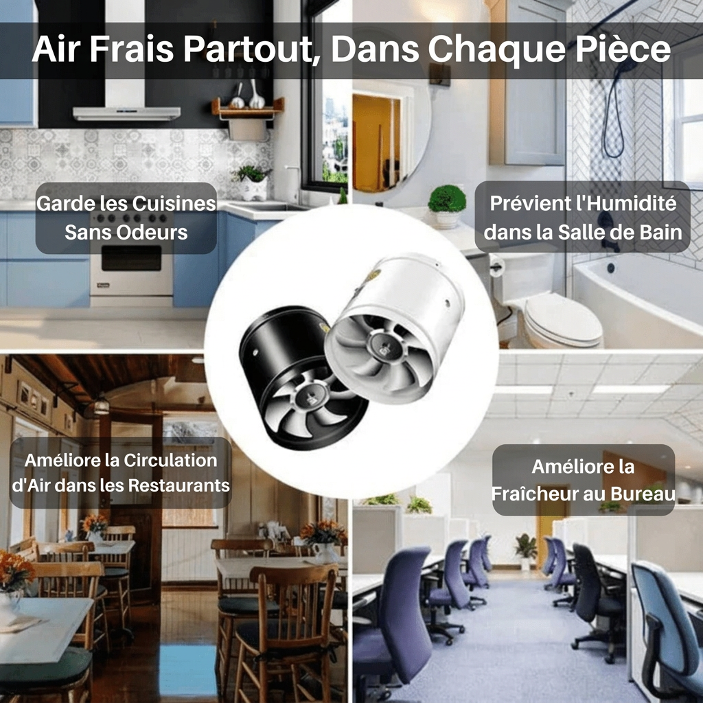 Ventilateur d'extraction silencieux pour apporter de l'air frais et assurer la ventilation, pour salle de bain et cuisine