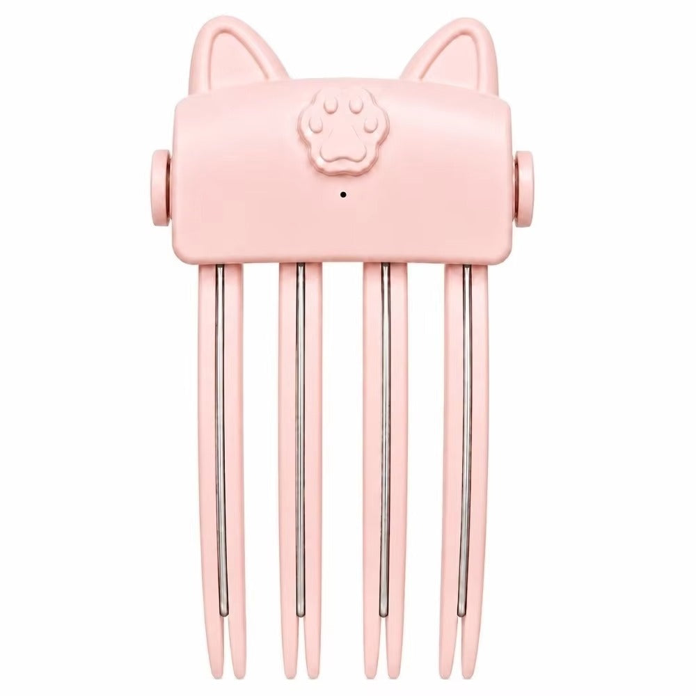 Styler rose vu de face sur fond blanc, avec oreilles de chat, motif de patte et quatre dents 10