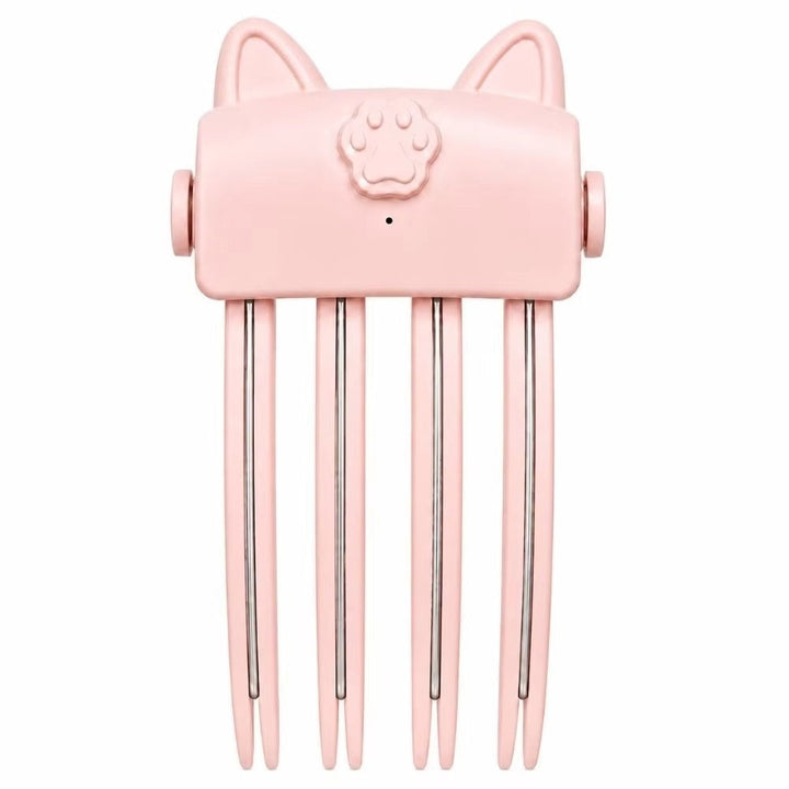Styler rose vu de face sur fond blanc, avec oreilles de chat, motif de patte et quatre dents 10